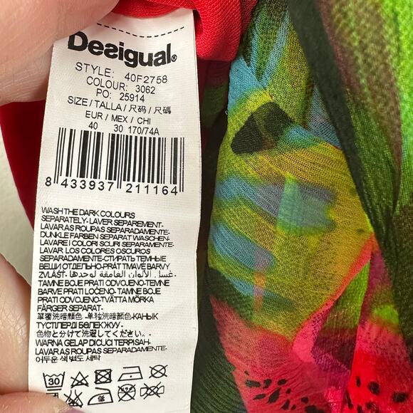 Desigual Maxi Skirt Brenda Floral Semi Sheer Pink EU 40 US Medium Boho Vacation - Picture 10 of 13